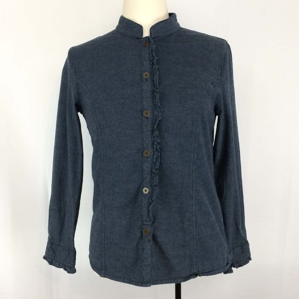 North Style Vintage Victorian Style Blue Blouse XS